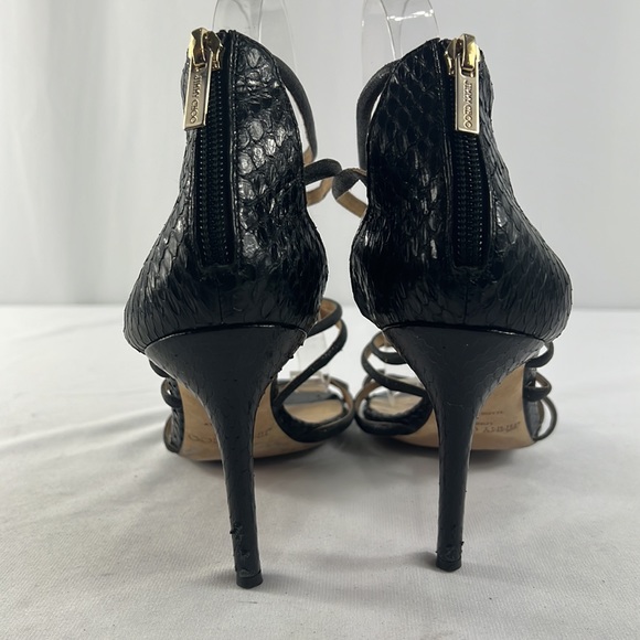 JIMMY CHOO
Summit Black Glitter Cage Sandals Size 40